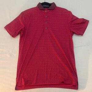 Greyson Red Patterned Polo with Contrast Collar